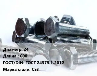 Болт 24х600 ГОСТ 24379.1-2012 Сталь: Ст3